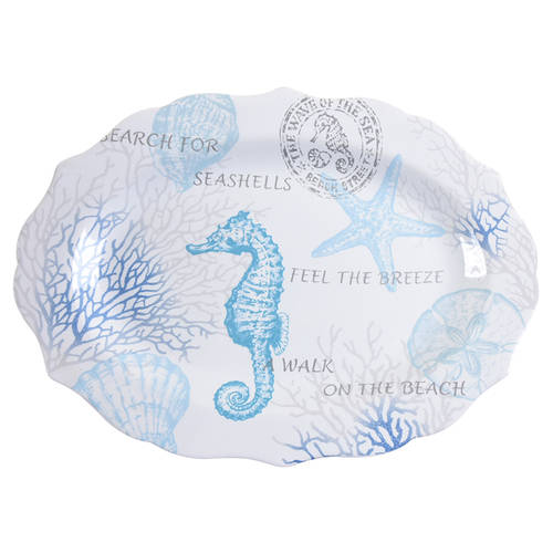 Coastal Breeze-Blue 14" Oval Serving Platter