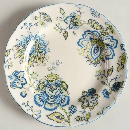 Winter Floral Blue Salad Plate