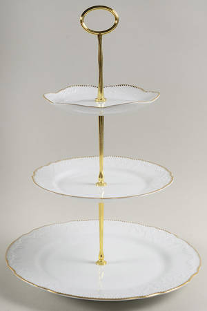 Simply Anna Gold (Portugal) 3-Tiered Serving Tray (DP, SP, BB)