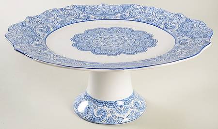 Lyria Blue 11" Diameter Pedestal Cake Stand