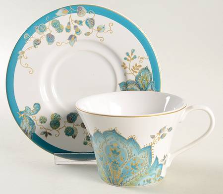 Norah Teal Flat Cup & Saucer Set