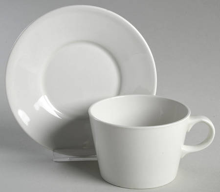 Teema White Arabia Stamp Flat Cup & Saucer Set