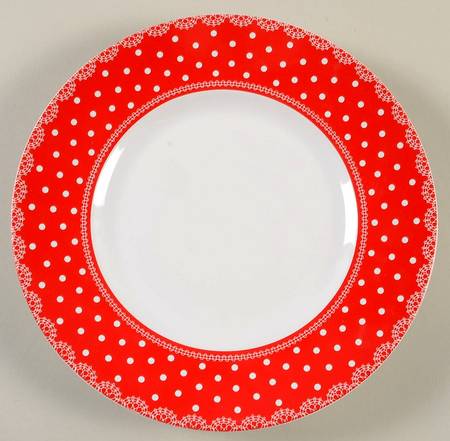 Floral Dot Red Salad Plate