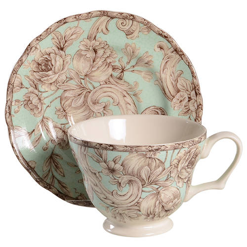 Hawthorne Light Turquoise Footed Cup & Saucer Set
