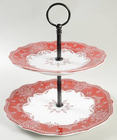 Winter Lace 2 Tiered Serving Tray (Dinner & Salad Plate)