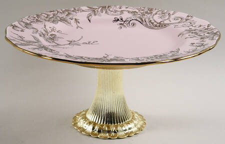 Adelaide Pink Gold Cake Stand with 4"-5" Metal Pedestal  Hc