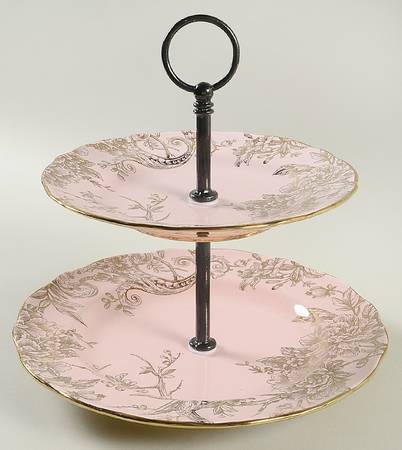 Adelaide Pink Gold 2 Tiered Serving Tray (Dinner & Salad Plate)