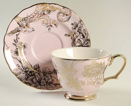 Adelaide Pink Gold Footed Cup & Saucer Set
