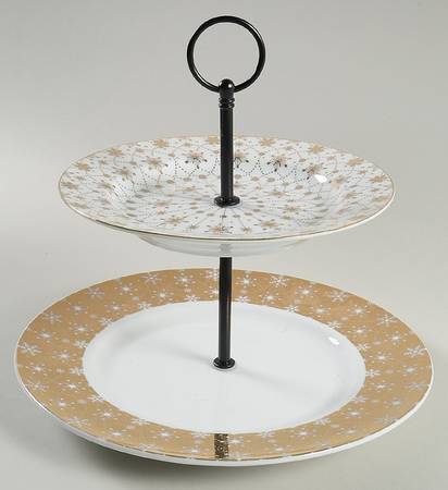 Snow Crystal 2 Tiered Serving Tray (Dinner & Salad Plate)