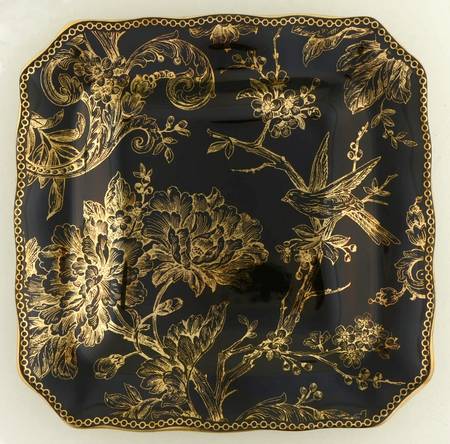 Adelaide Black Gold Square Salad Plate by 222 Fifth (PTS)