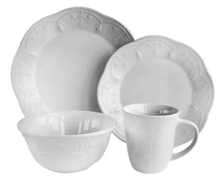 Pointelle White Dinner Plate