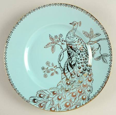 Peacock Garden Electroplate Turquoise Salad Plate