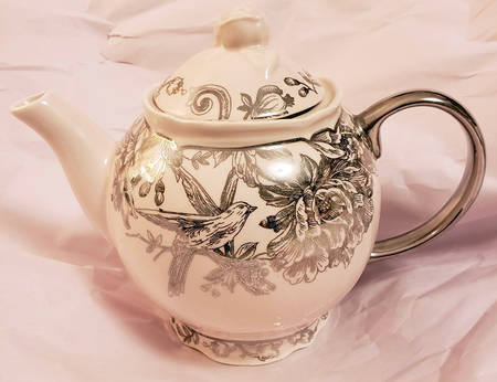 Adelaide Pink and Silver Teapot & Lid