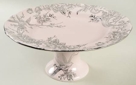Adelaide Pink and Silver 10" Diameter Pedestal Cake Stand