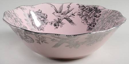 Adelaide Pink and Silver 10" Round Serving Bowl