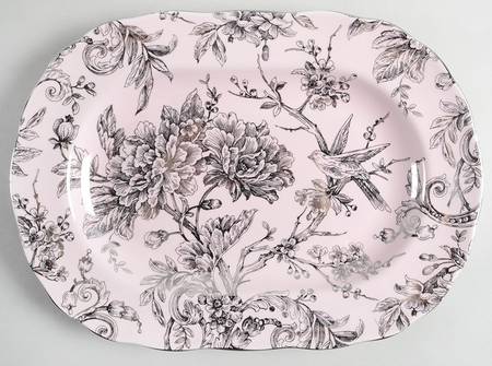 Adelaide Pink and Silver 14" Oval Serving Platter