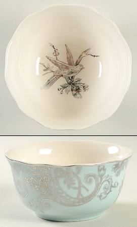 Adelaide Turquoise and Silver Soup/Cereal Bowl