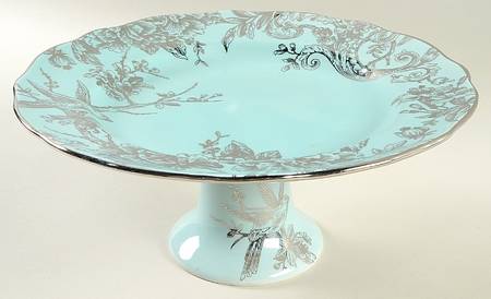 Adelaide Turquoise and Silver 10" Diameter Pedestal Cake Stand