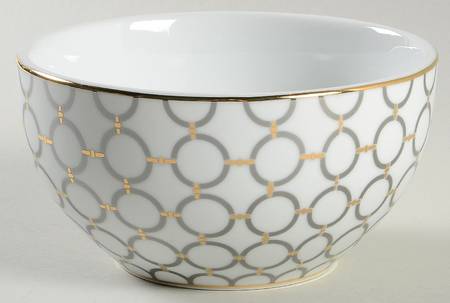 Chain Link Gold and Platinum Soup/Cereal Bowl
