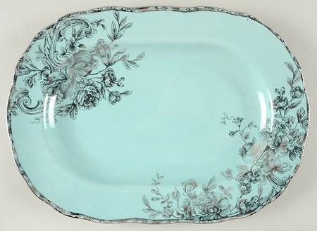 Hawthorne Turquoise (Silver Electroplate) 14" Oval Serving Platter
