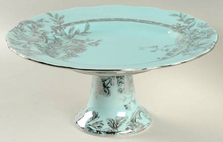 Hawthorne Turquoise (Silver Electroplate) 10" Diameter Pedestal Cake Stand