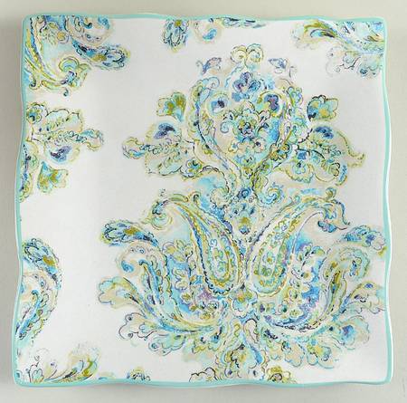 Cecile Teal Square Salad Plate by 222 Fifth (PTS)