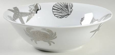 Coastal Life Electroplate Silver 10" Round Serving Bowl