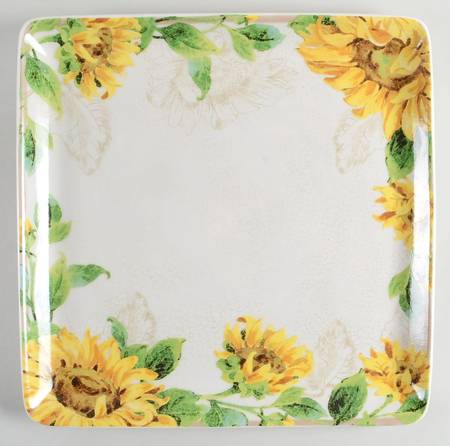 Sunflower Kiss 14" Square Platter