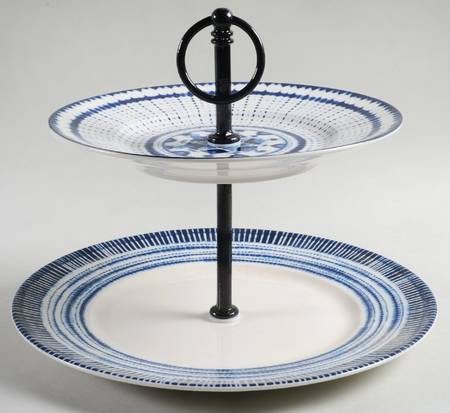 Shibori 2 Tiered Serving Tray (Dinner & Salad Plate)