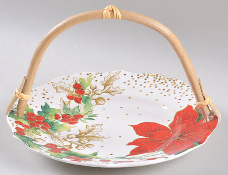 Winter Confetti 5 3/8"-5 5/8" Bamboo Handled Serving Plate  HC