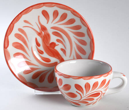 Puebla Coral Flat Cup & Saucer Set