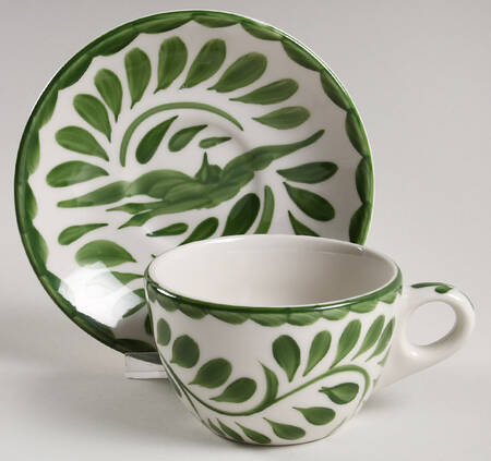 Puebla Palm Leaf Flat Cup & Saucer Set