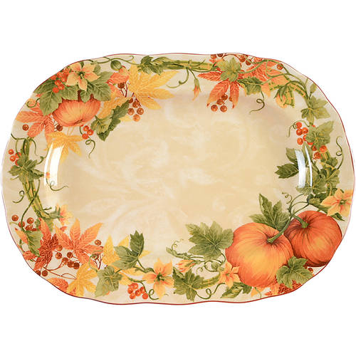 Pumpkin Vine 14" Oval Serving Platter