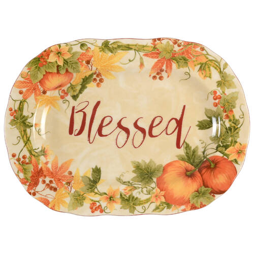 Pumpkin Vine 14" Oval Serving Platter