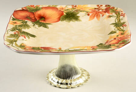 Pumpkin Vine Cake Stand with 4"-5" Metal Pedestal  Hc