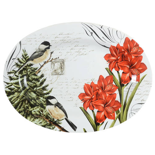 Winter Cheer Bird 14" Oval Serving Platter