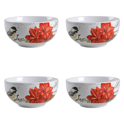 Winter Cheer Bird Soup/Cereal Bowl - Set of 4