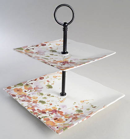 Ascent Floral 2 Tiered Serving Tray (Dinner & Salad Plate)