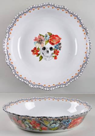 Marbella Skull Multicolor 13" Round Serving Bowl