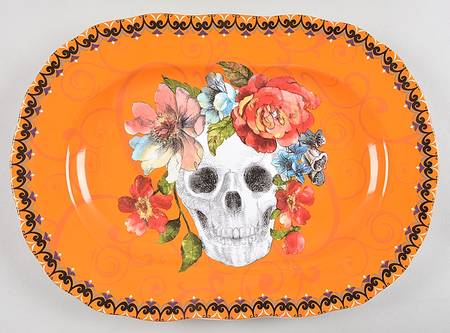 Marbella Skull Multicolor 14" Oval Serving Platter