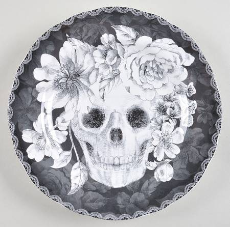 Marbella Skull Black and White Salad Plate