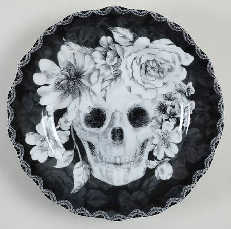 Marbella Skull Black and White Appetizer Plate