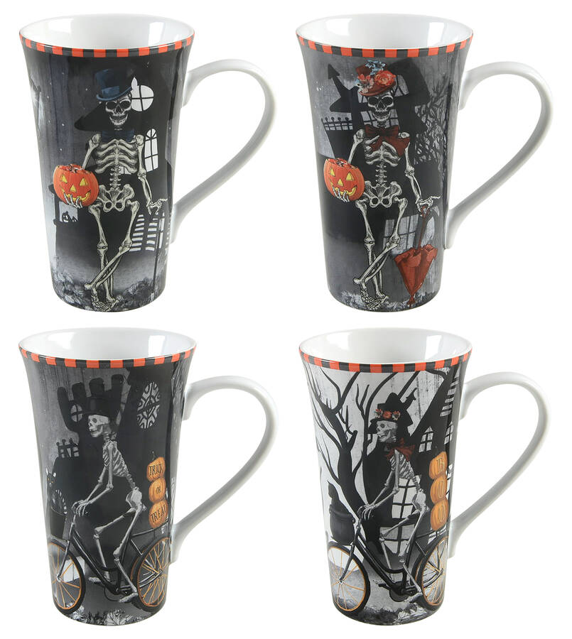 Skeleton Latte Mug - Set of 4 Motifs