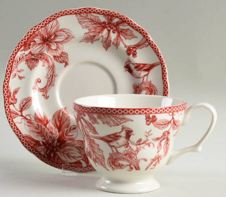 Christmas Lane Footed Cup & Saucer Set