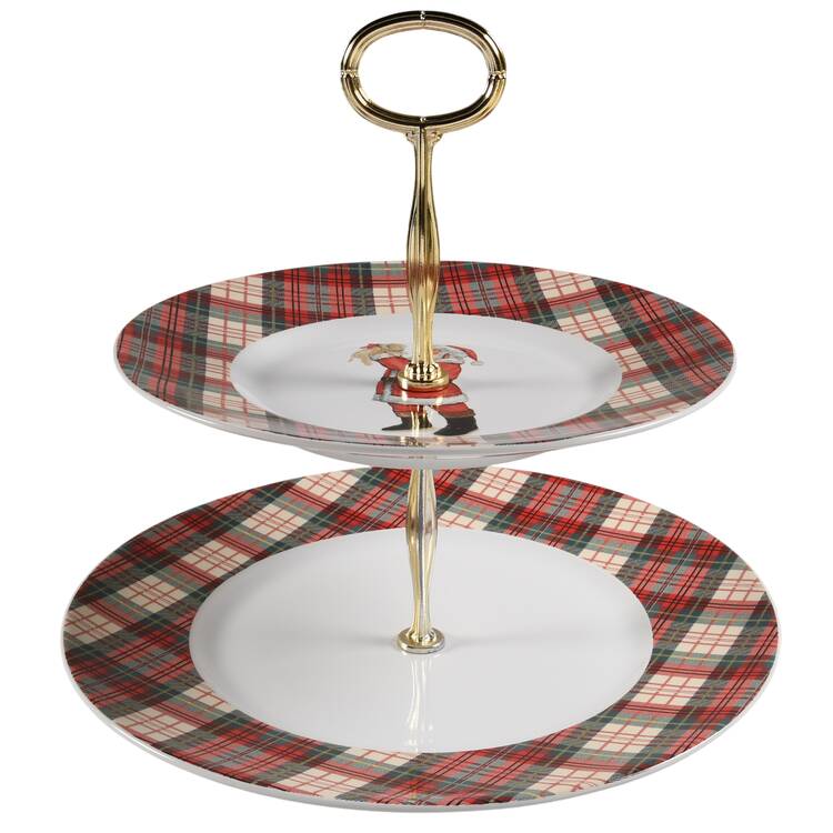 Night Before Christmas 6 5/8"-10"  2 Tiered Serving Tray (Dp, Sp) HC
