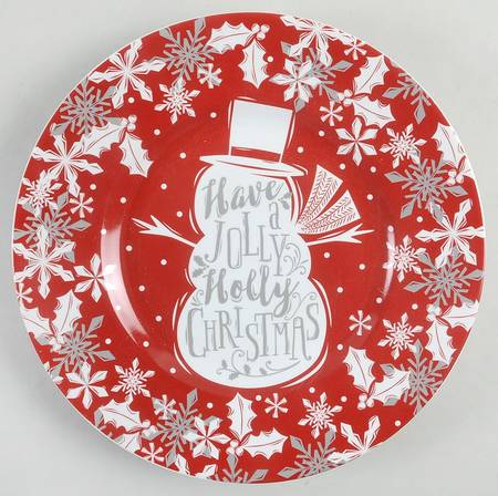 Winter Cheer Snowman Text Salad Plate