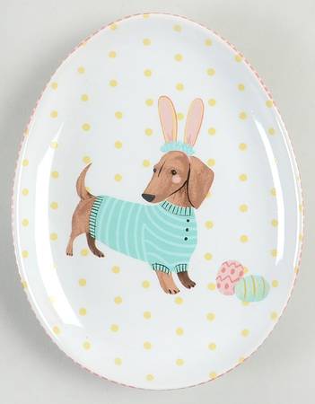 Easter Pups 6" Oval Appetizer Plate