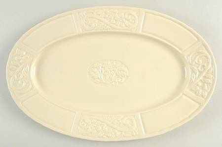 Flower Garden Cream 16" Oval Serving Platter