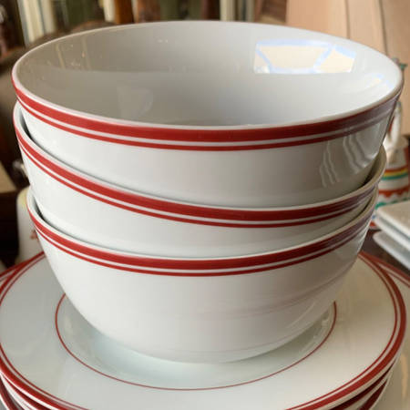 Cafe Stripe Red Soup/Cereal Bowl