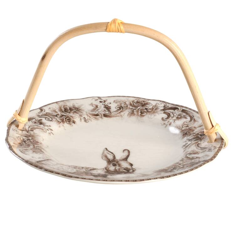 Arabella 5 3/8"-5 5/8" Bamboo Handled Serving Plate  HC